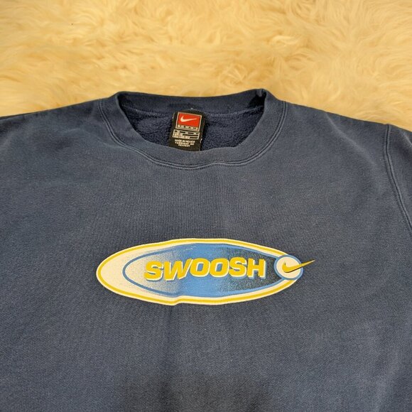 Nike Team 90s Vintage Women's s Blue Swoosh Pullover Sweatshirt Size M - Picture 2 of 8